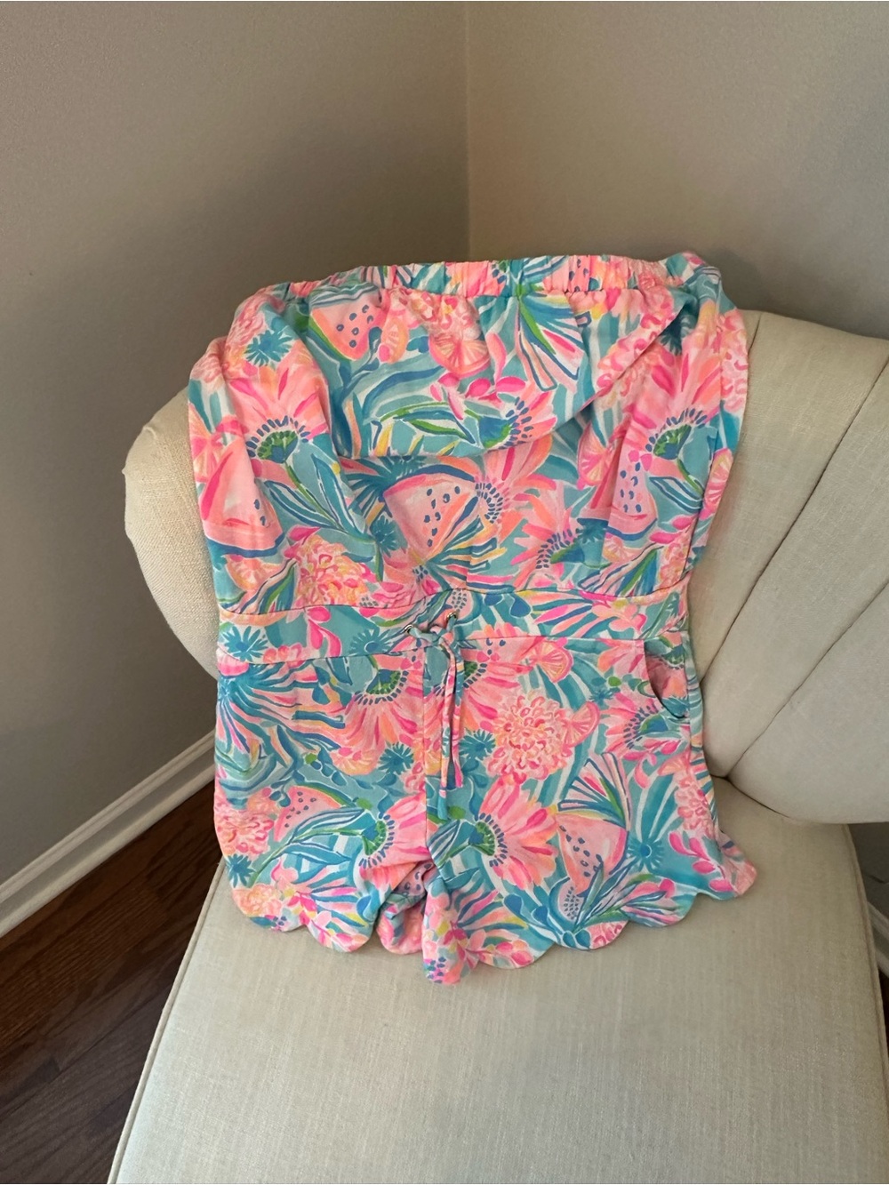 Lilly Pulitzer Pink & Teal Tropical Girls' Romper